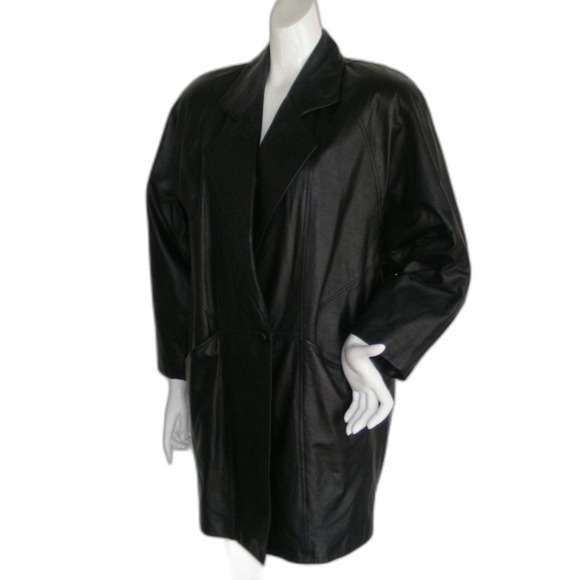 BECHAMEL Leather Jacket, M, Black, Vintage, Shoulder pads, long sleeves… - Picture 4 of 13